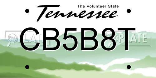 CB5B8T Tennessee License Plate