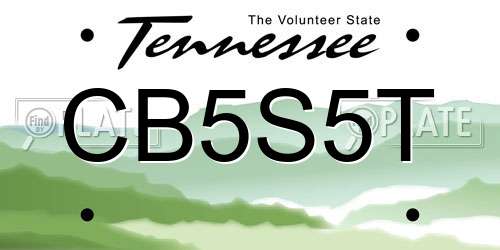 CB5S5T Tennessee License Plate