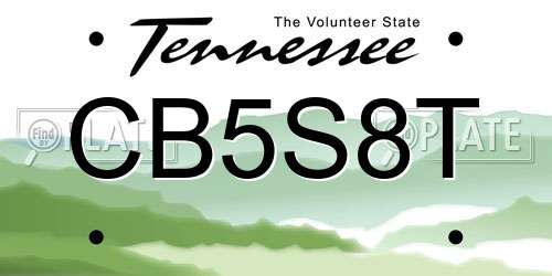 CB5S8T Tennessee License Plate