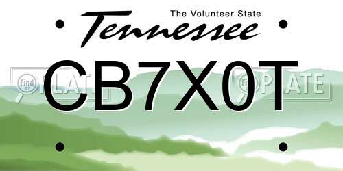 CB7X0T Tennessee License Plate