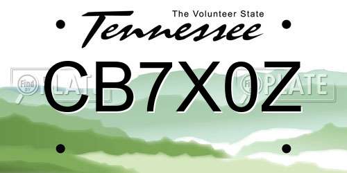 CB7X0Z Tennessee License Plate