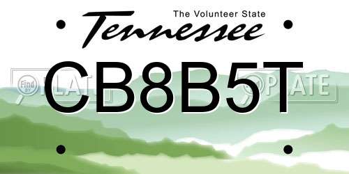 CB8B5T Tennessee License Plate