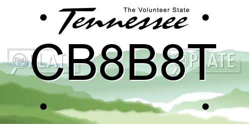 CB8B8T Tennessee License Plate