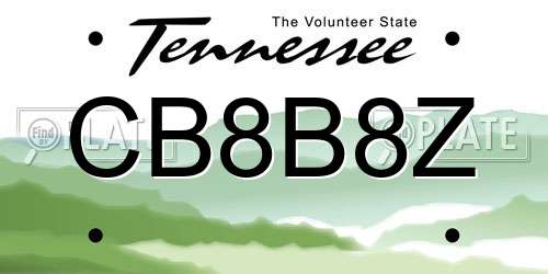 CB8B8Z Tennessee License Plate