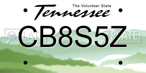 CB8S5Z Tennessee License Plate