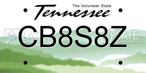CB8S8Z Tennessee License Plate