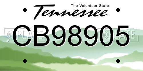 CB98905 Tennessee License Plate