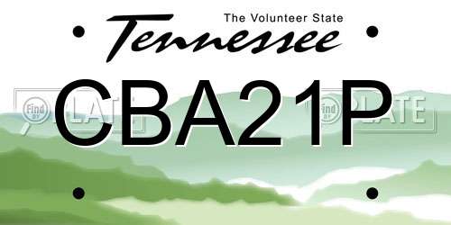 CBA21P Tennessee License Plate