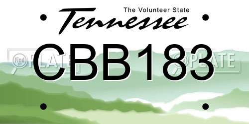 CBB183 Tennessee License Plate