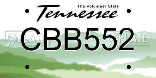 CBB552 Tennessee License Plate