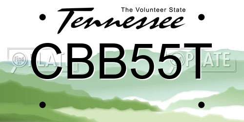 CBB55T Tennessee License Plate