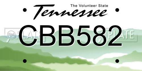 CBB582 Tennessee License Plate