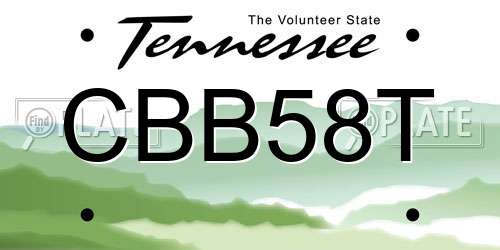 CBB58T Tennessee License Plate