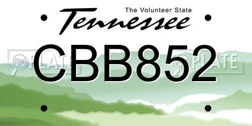 CBB852 Tennessee License Plate