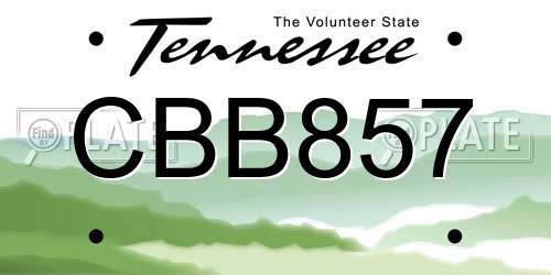 CBB857 Tennessee License Plate