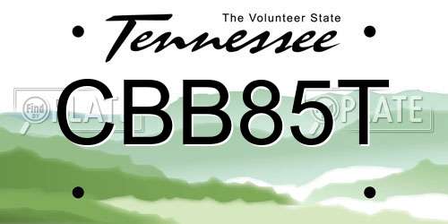 CBB85T Tennessee License Plate