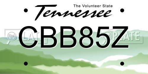 CBB85Z Tennessee License Plate