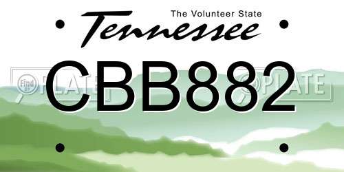 CBB882 Tennessee License Plate