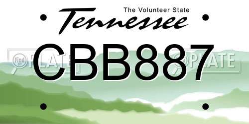 CBB887 Tennessee License Plate