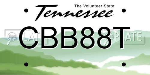 CBB88T Tennessee License Plate