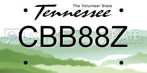 CBB88Z Tennessee License Plate