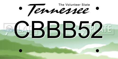 CBBB52 Tennessee License Plate