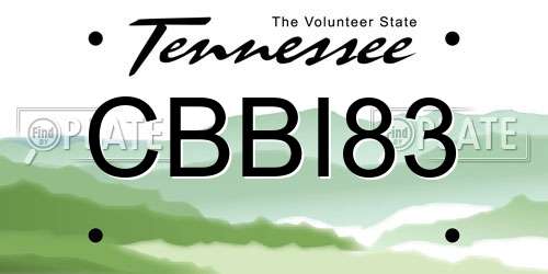CBBI83 Tennessee License Plate
