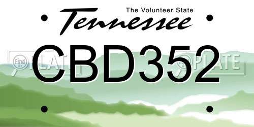CBD352 Tennessee License Plate