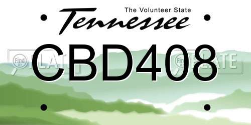 CBD408 Tennessee License Plate