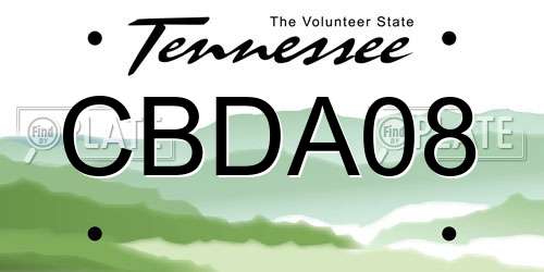CBDA08 Tennessee License Plate