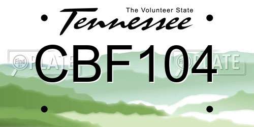 CBF104 Tennessee License Plate