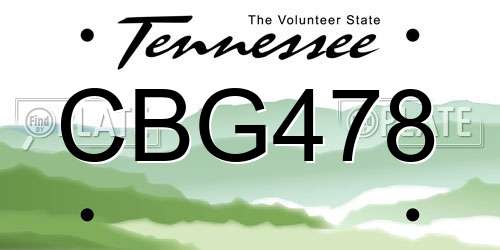CBG478 Tennessee License Plate