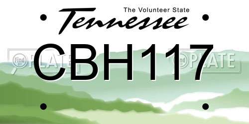 CBH117 Tennessee License Plate