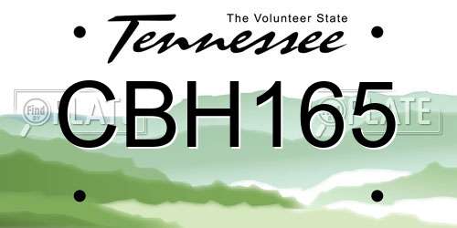 CBH165 Tennessee License Plate