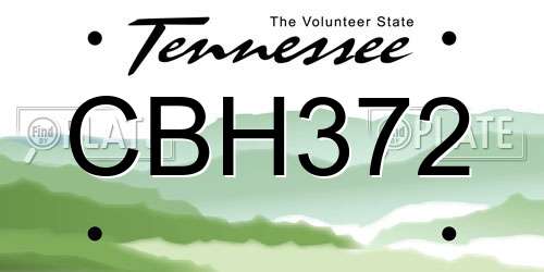 CBH372 Tennessee License Plate
