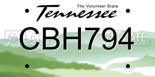 CBH794 Tennessee License Plate