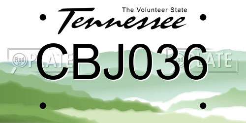 CBJ036 Tennessee License Plate