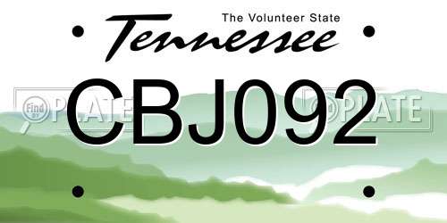 CBJ092 Tennessee License Plate
