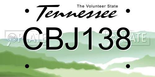 CBJ138 Tennessee License Plate