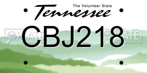 CBJ218 Tennessee License Plate