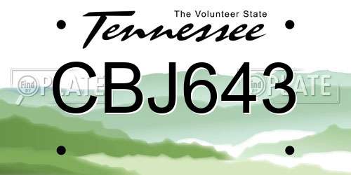 CBJ643 Tennessee License Plate
