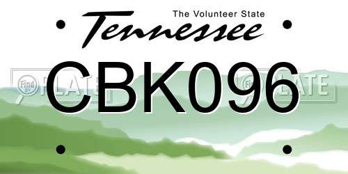 CBK096 Tennessee License Plate