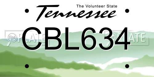 CBL634 Tennessee License Plate