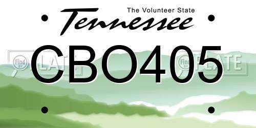 CBO405 Tennessee License Plate