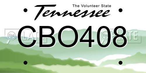 CBO408 Tennessee License Plate