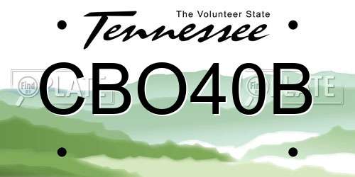 CBO40B Tennessee License Plate