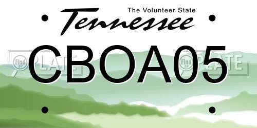 CBOA05 Tennessee License Plate
