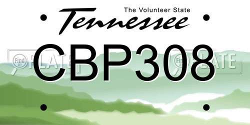 CBP308 Tennessee License Plate
