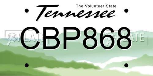 CBP868 Tennessee License Plate