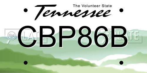 CBP86B Tennessee License Plate